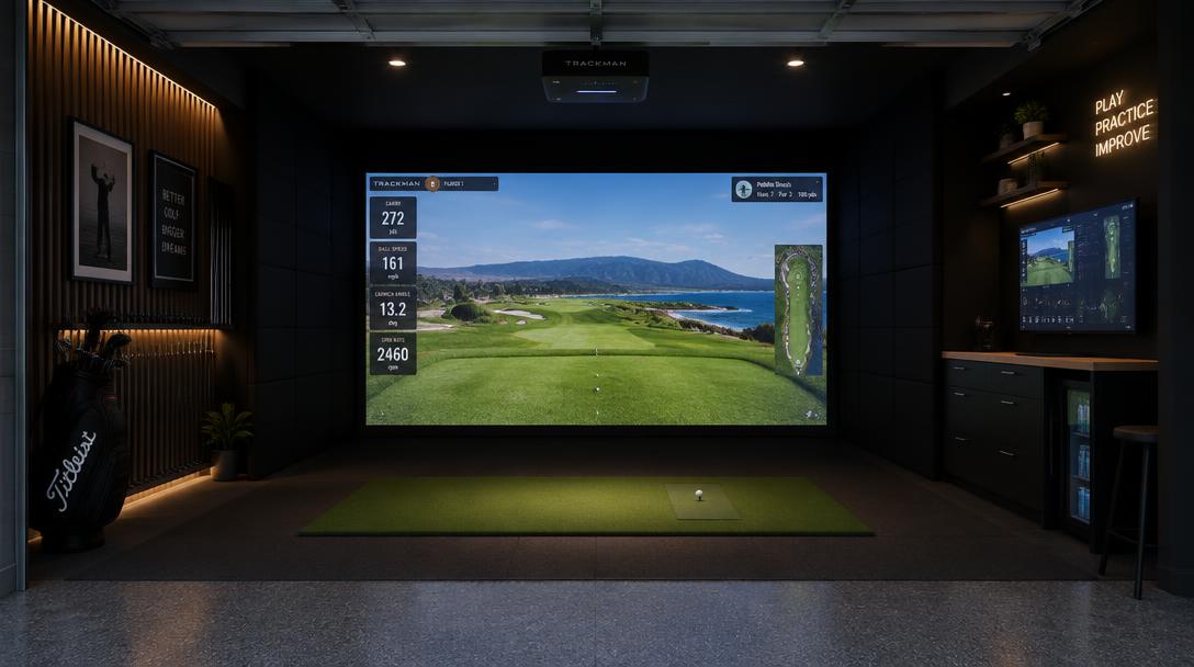 Home golf simulator bay used for testing